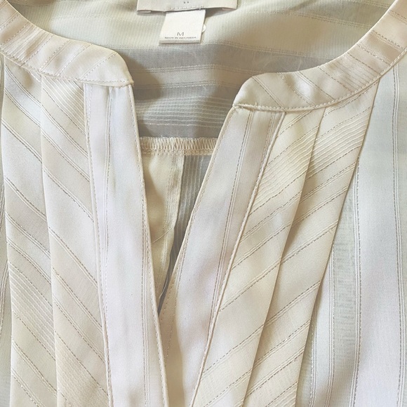 LOFT Long sleeve Cream striped button down M - Picture 2 of 4